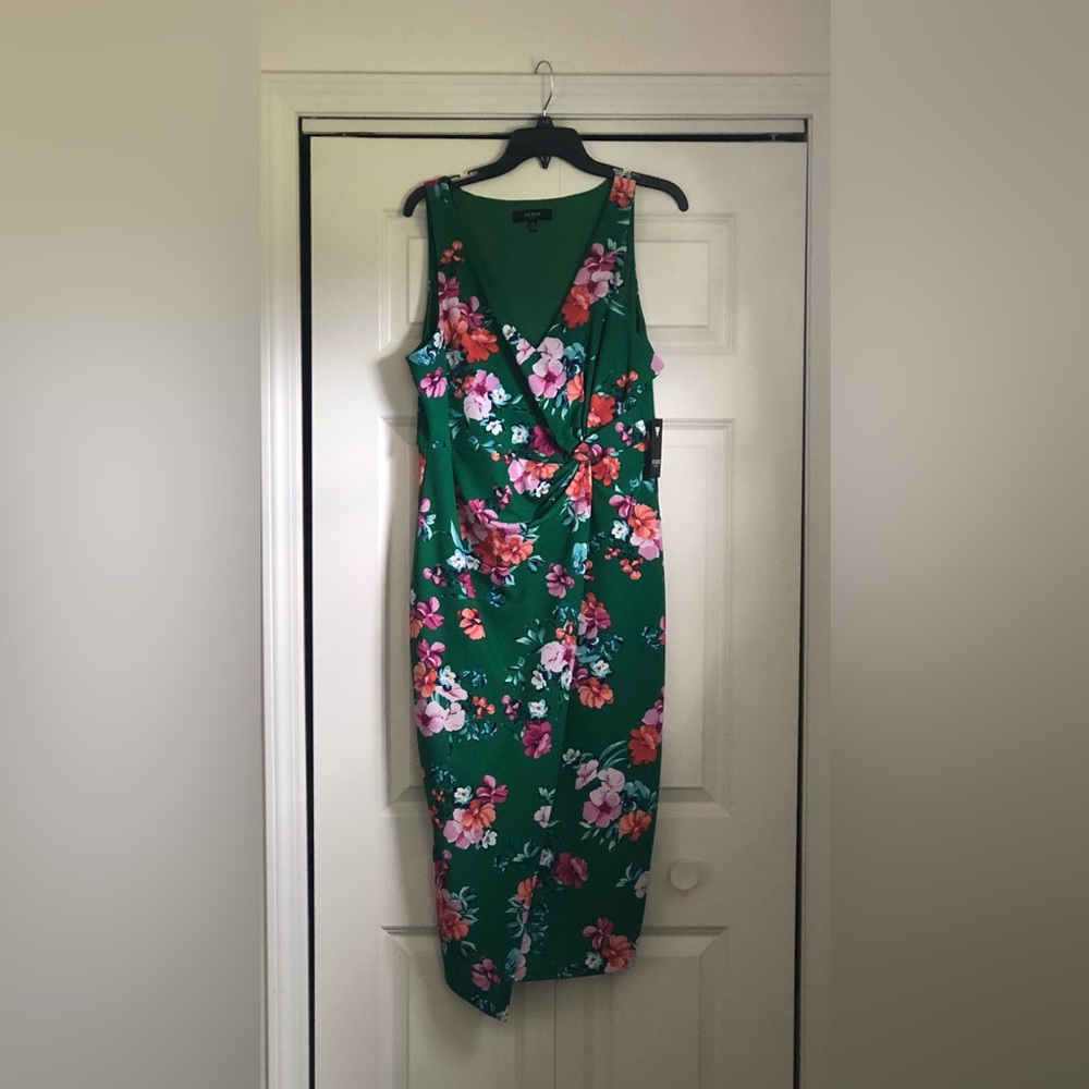 Guess Womens twist front crossover-skirt midi dress